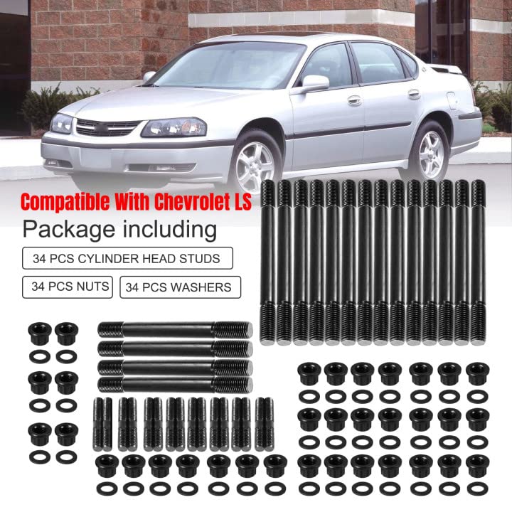 YESHMA Cylinder Head Stud Kit Compatible with Chevy Small Block SBC 265 267 283 302 305 307 327 350 383 400 Head Studs - Image 2